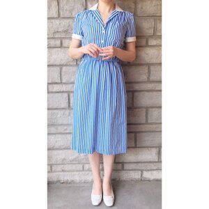 Vintage Blue and White Pinstripe Day Dress